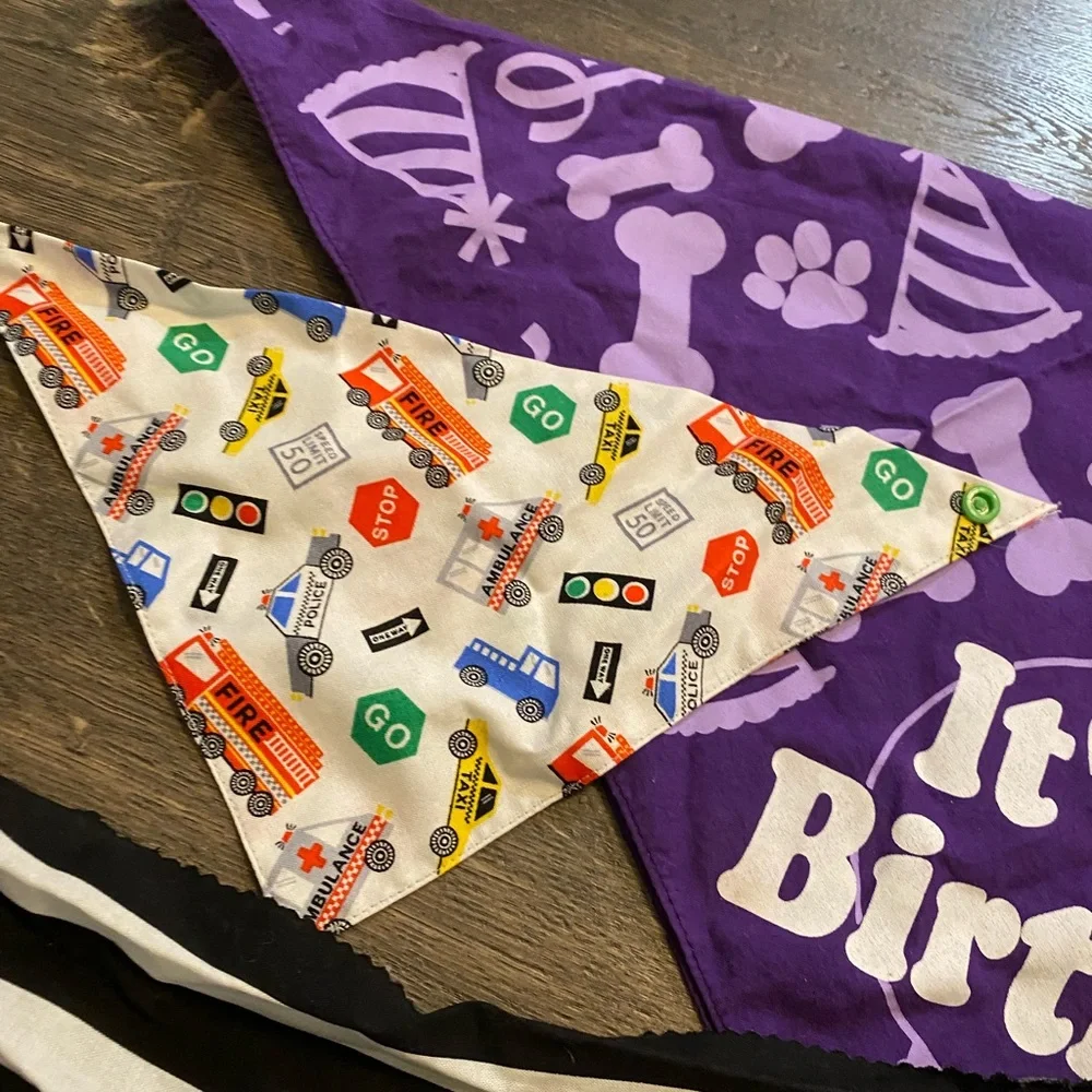 Lot of 7 Dog‎ Items. 6 Bandannas and 1 Shirt.